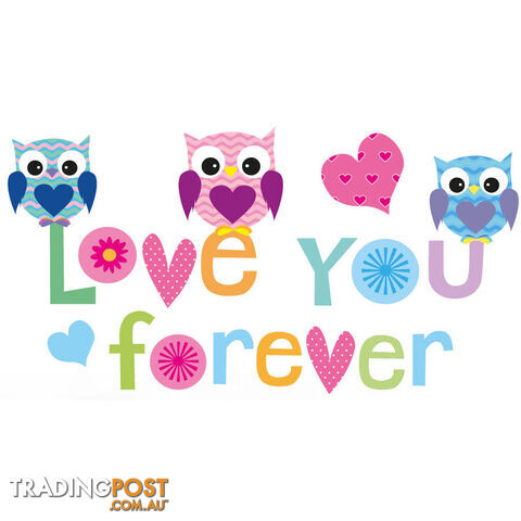 Large Size Love Forever Owls Wall Sticker - Totally Movable