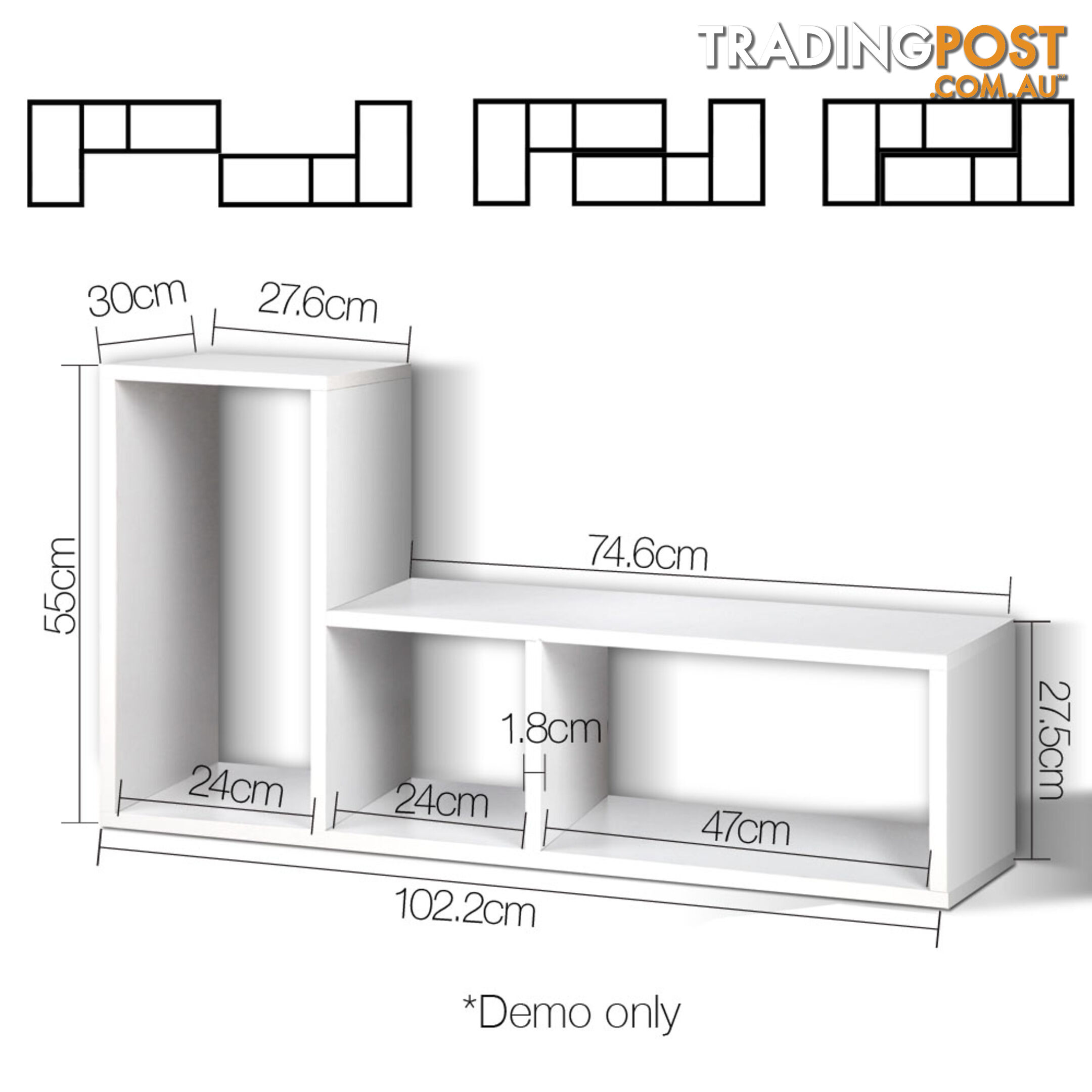 DIY L Shaped Display Shelf - White