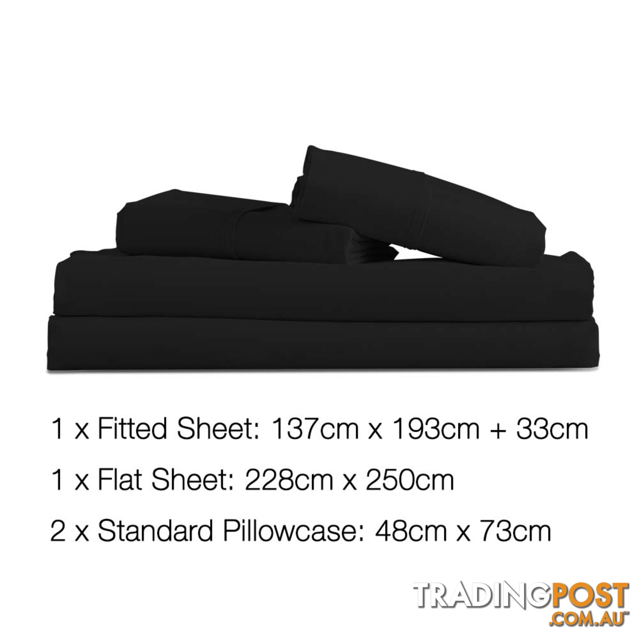 4 Piece Microfibre Sheet Set Double_ Black