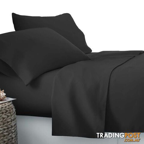 4 Piece Microfibre Sheet Set Double_ Black