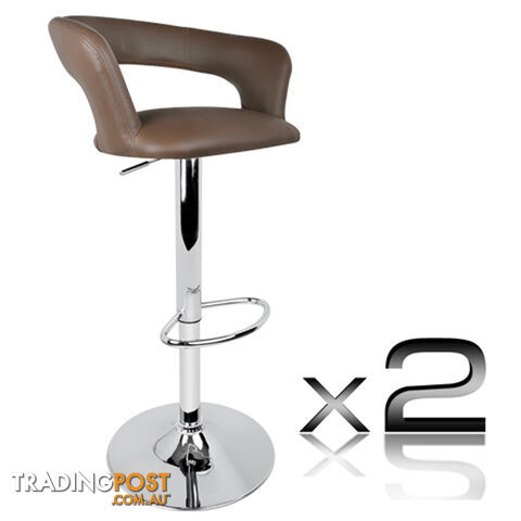 Set of 2 PU Leather Kitchen Bar Stool Taupe