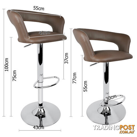 Set of 2 PU Leather Kitchen Bar Stool Taupe - photo 2 of 9