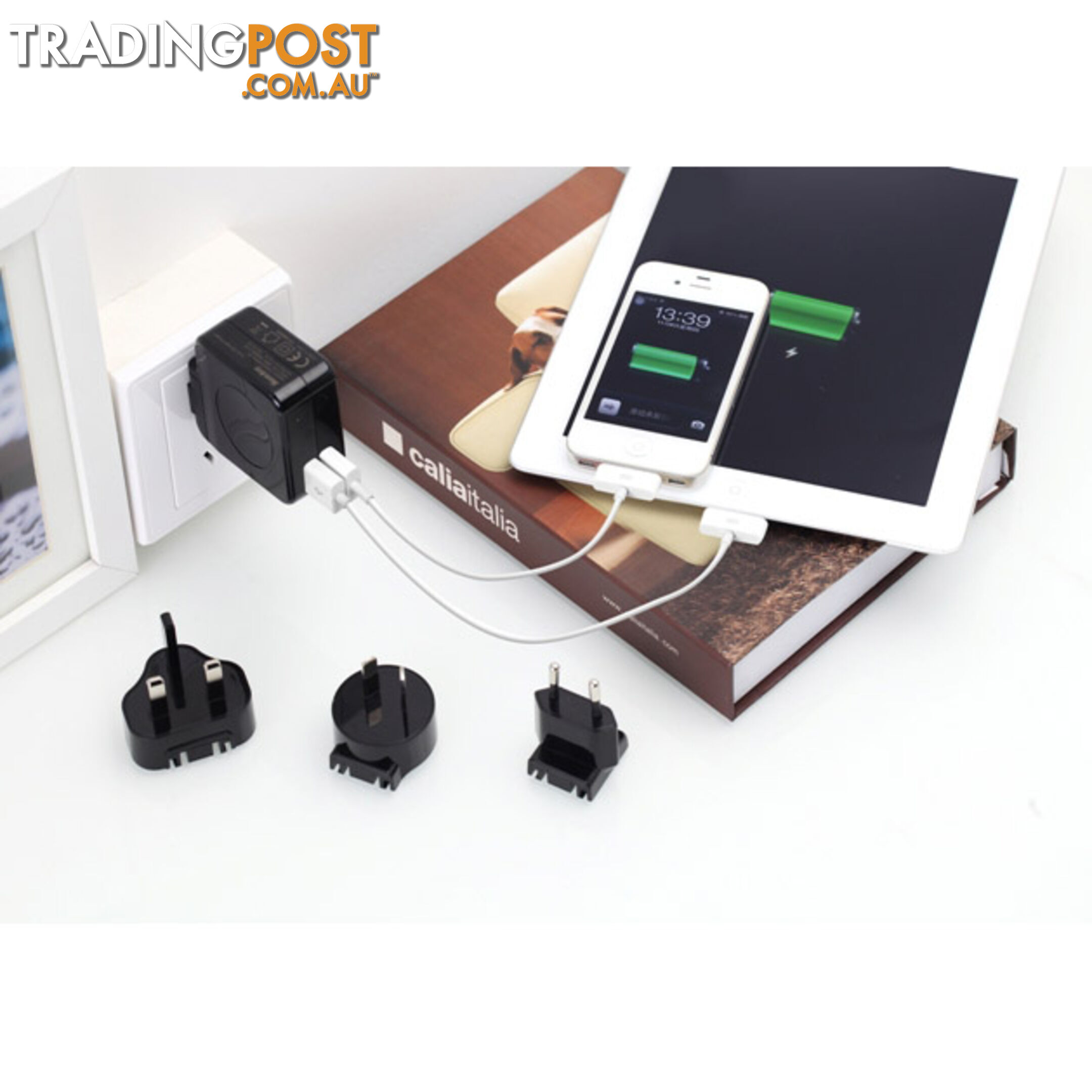 Huntkey TravelMate D204 Multi Plugs USB Wall Charger Adapter 4.2 A US UK EU AU Plugs with Car Charger