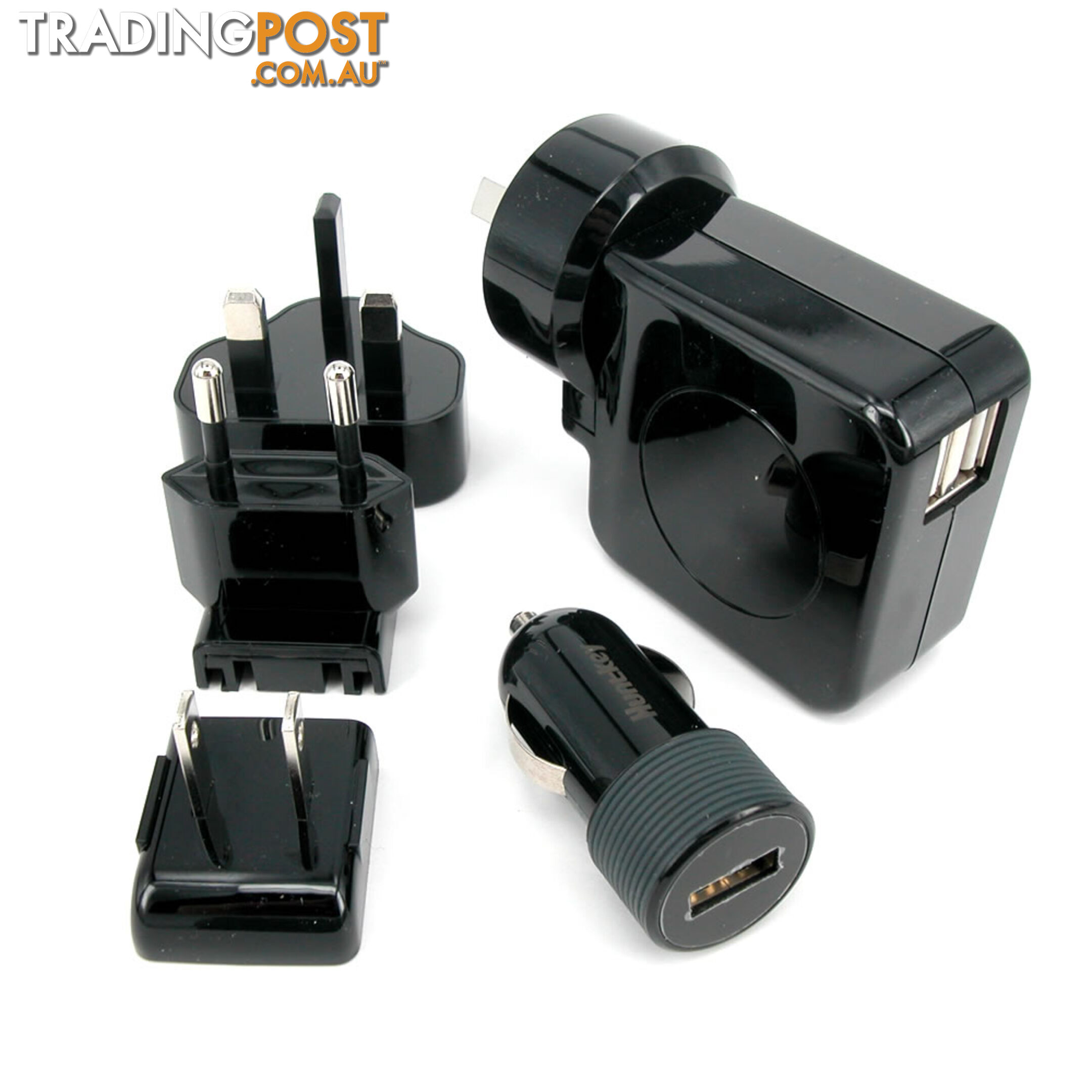 Huntkey TravelMate D204 Multi Plugs USB Wall Charger Adapter 4.2 A US UK EU AU Plugs with Car Charger