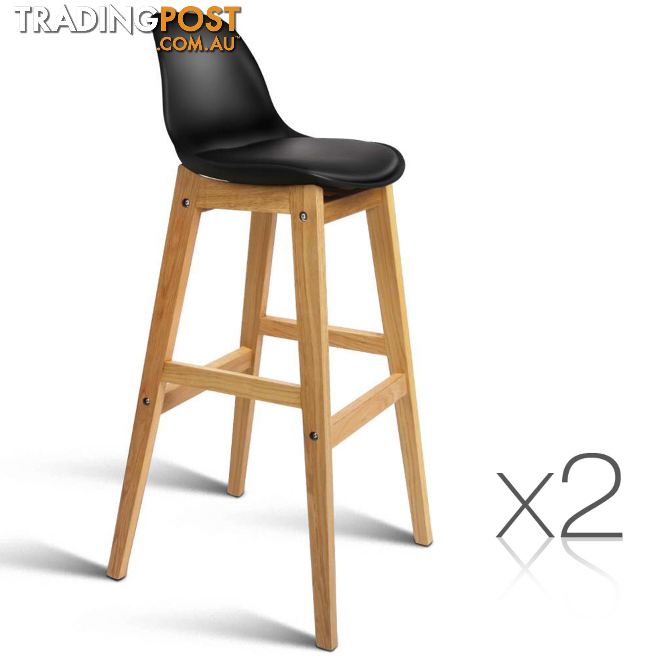 Set of 2 High Seat Back Barstools _ Black