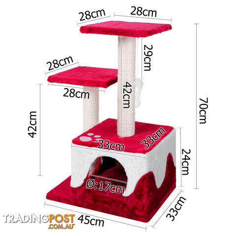 Cat Scratching Poles Post Furniture Tree House Red