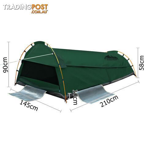 Double Camping Canvas Swag Tent Green w/ Air Pillow