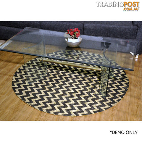 Printed Chevron Rug Black & Natural 120x120cm