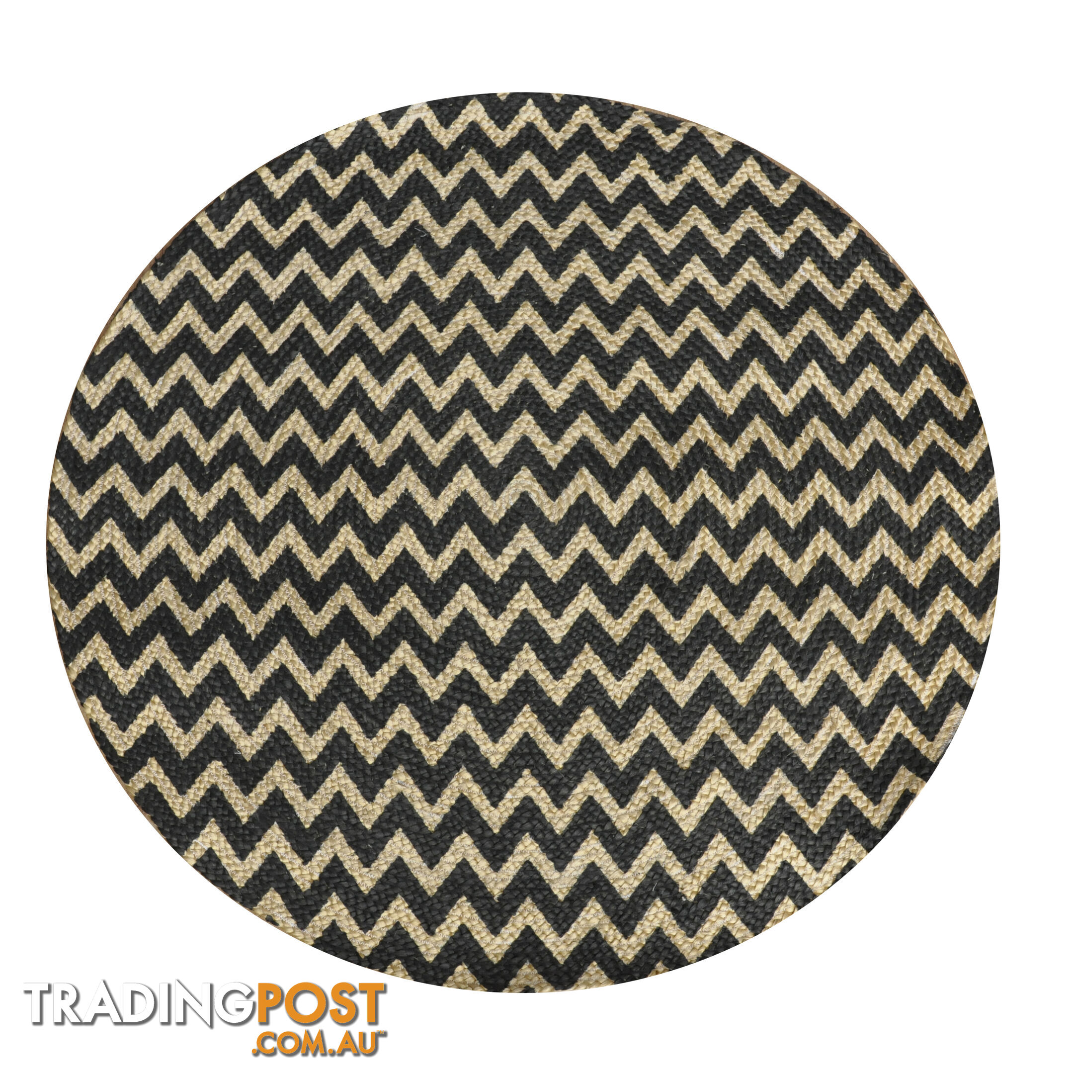 Printed Chevron Rug Black & Natural 120x120cm