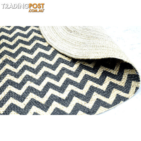 Printed Chevron Rug Black & Natural 120x120cm