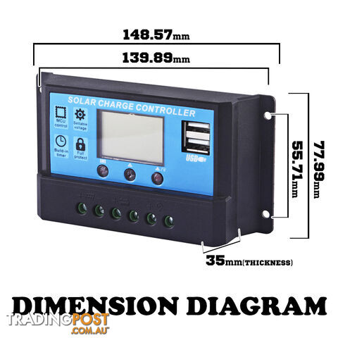 12V-24V 20A LCD Display PWM Solar Panel Regulator Charge Controller Timer PWN - photo 4 of 4