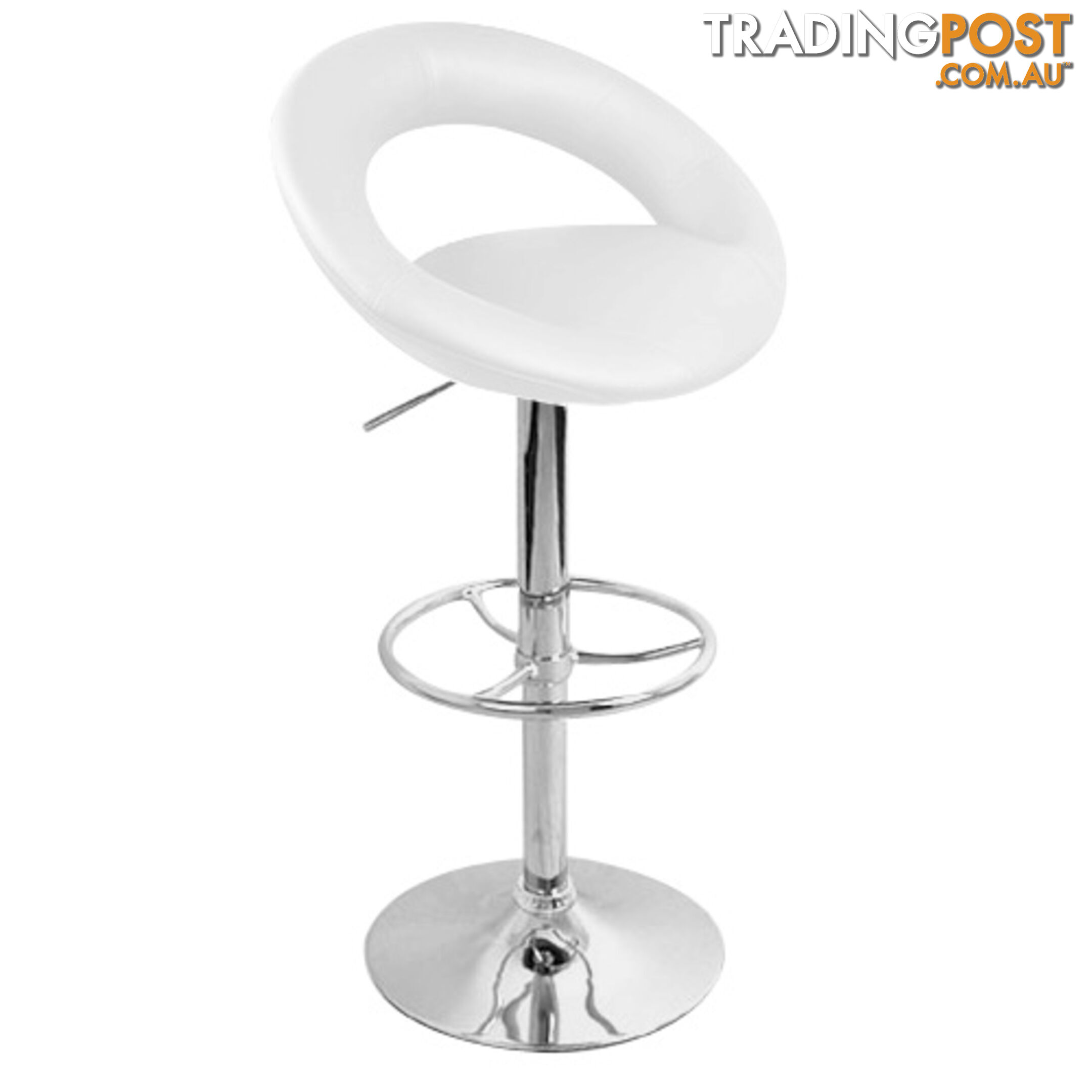 Set of 2 PU Leather Kitchen Bar Stool White