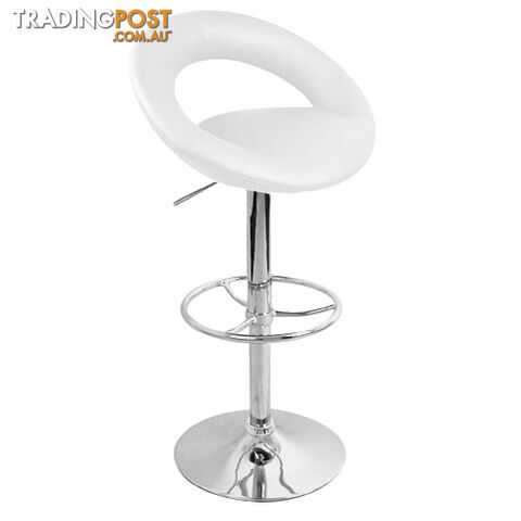 Set of 2 PU Leather Kitchen Bar Stool White