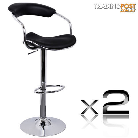 Set of 2 PU Leather Kitchen Bar Stool Black