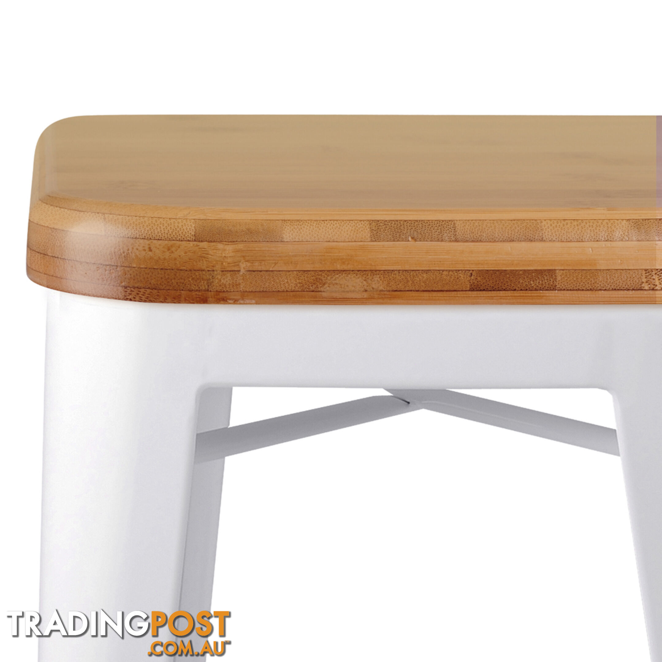 Set of 2 Replica Tolix Kitchen Bar Stool Bamboo Seat 66cm White