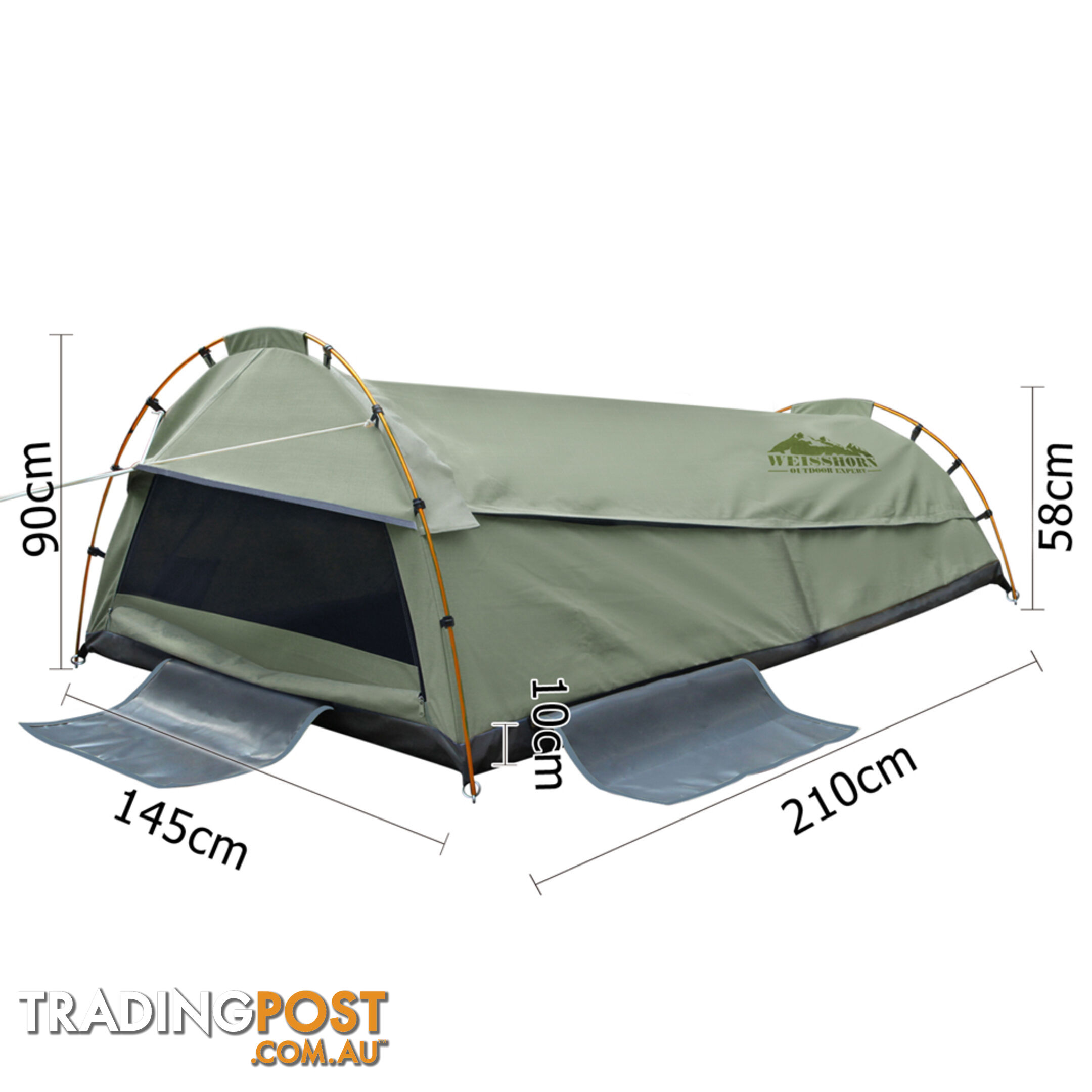 Double Camping Canvas Swag Tent Celadon w/ Air Pillow