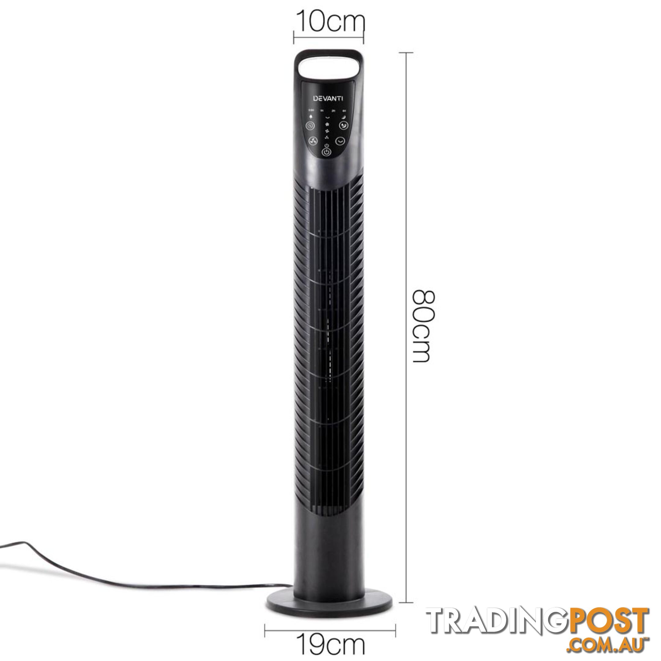 3 Speed Tower Fan  with Remote Control - Black