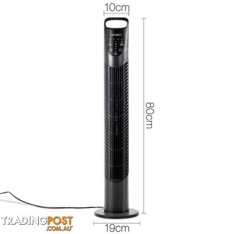 3 Speed Tower Fan  with Remote Control - Black