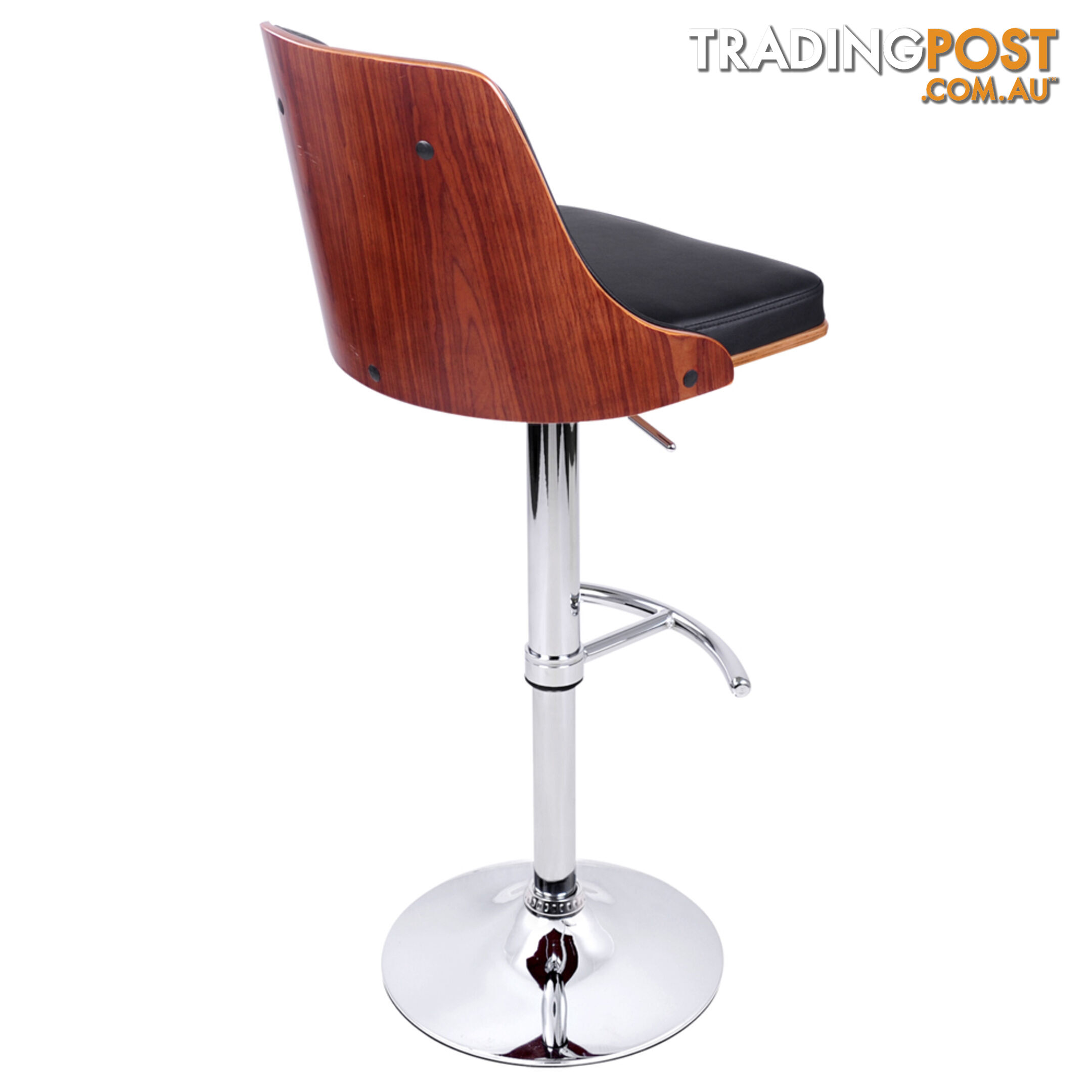 PU Leather Wooden Bar Stool Black