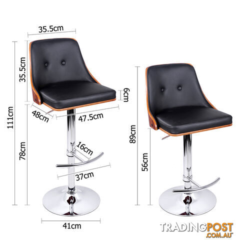 PU Leather Wooden Bar Stool Black