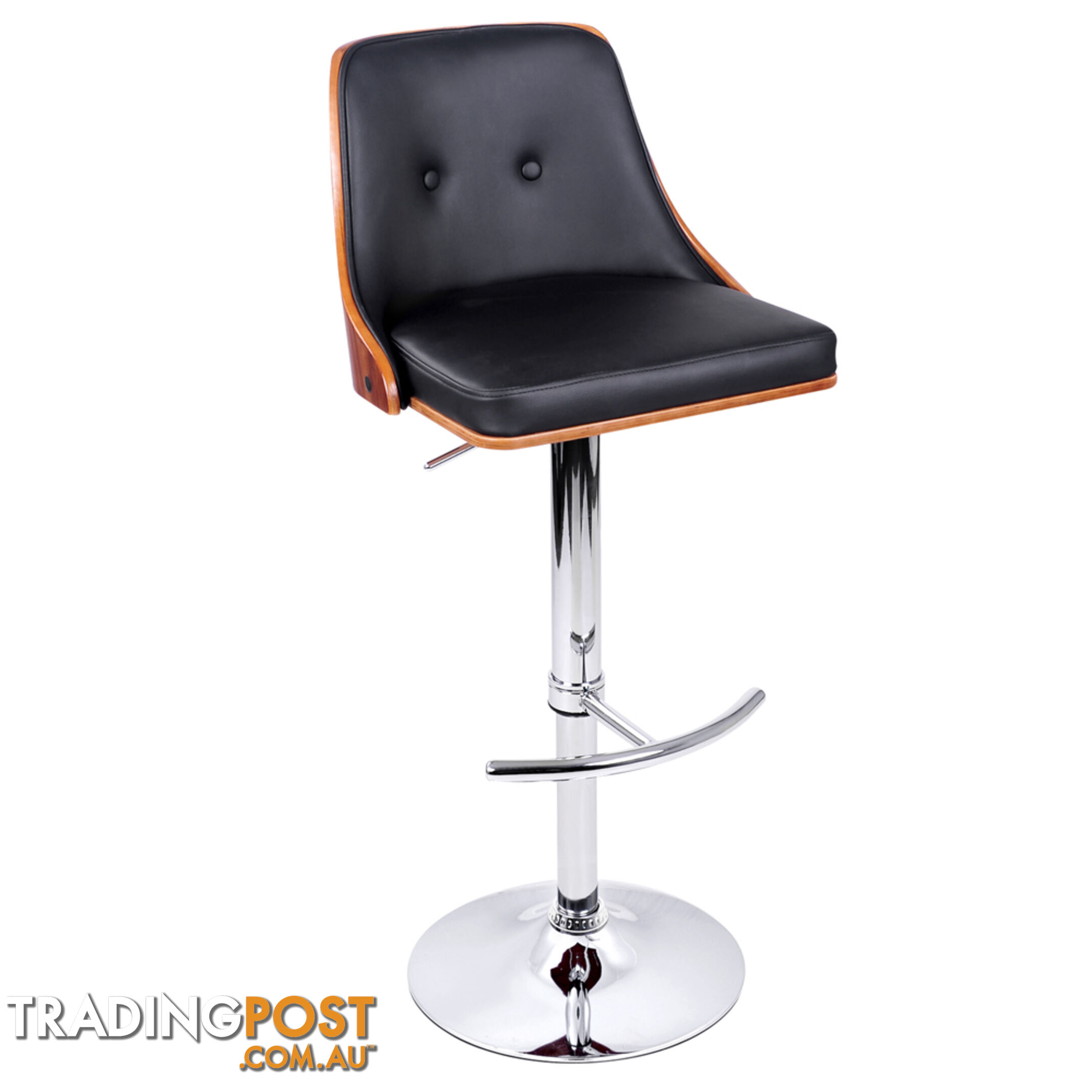 PU Leather Wooden Bar Stool Black