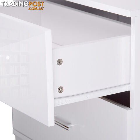 High Gloss Two Drawers Bedside Table Cabinet Lamp Unit White - photo 5 of 8