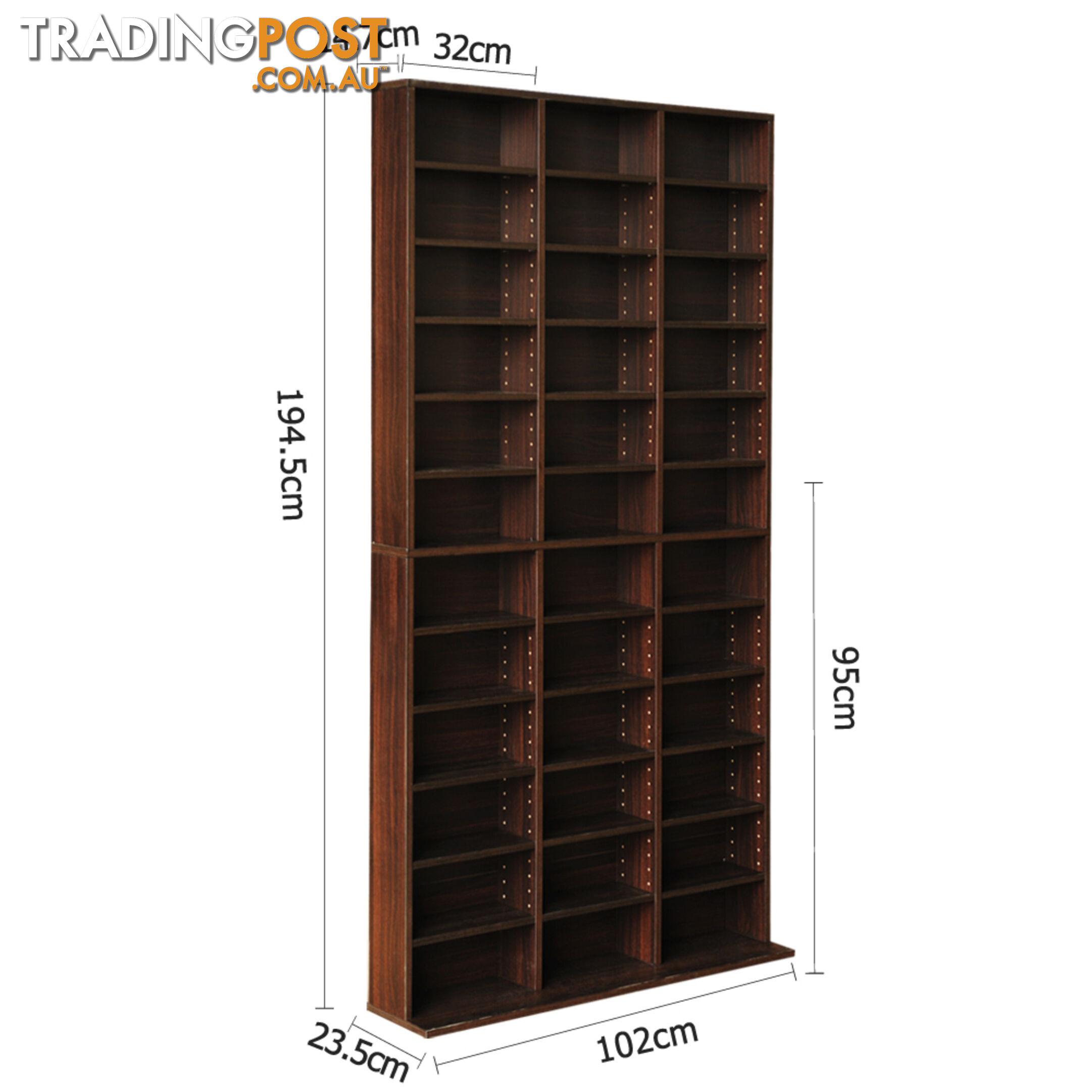 Adjustable CD DVD Book Storage Shelf Brown