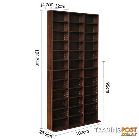 Adjustable CD DVD Book Storage Shelf Brown