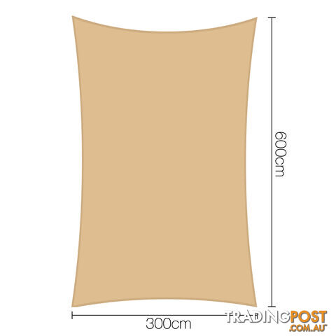 Heavy Duty 185GSM Shade Sail Canopy 3 x 6 M Sand