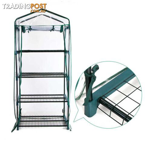 4 Shelf Greenhouse with Transparent PVC Cover