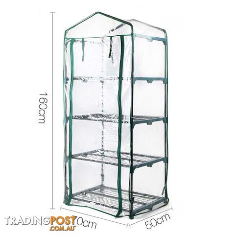 4 Shelf Greenhouse with Transparent PVC Cover