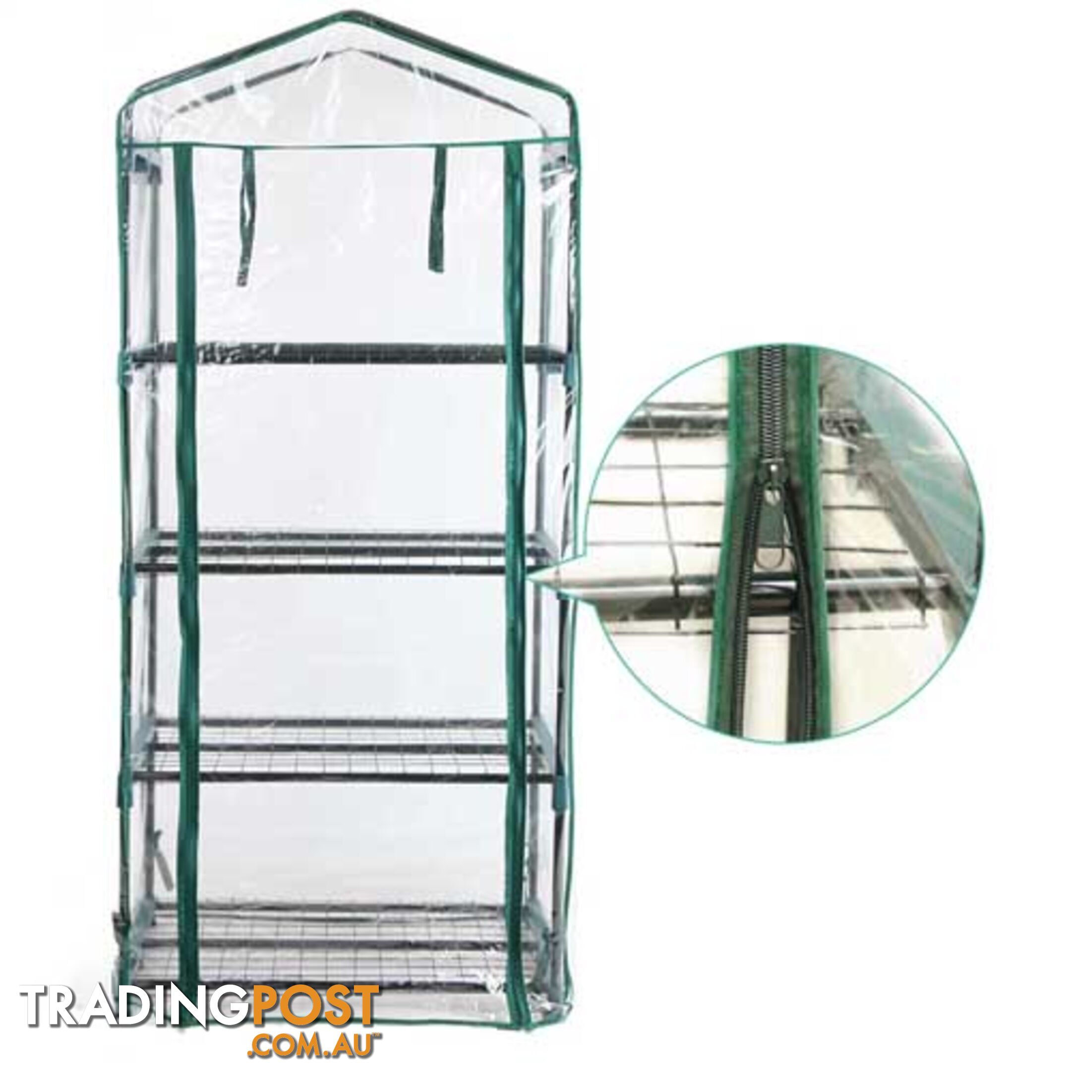 4 Shelf Greenhouse with Transparent PVC Cover