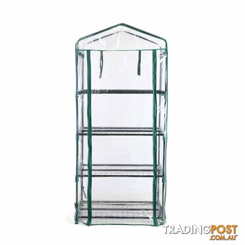 4 Shelf Greenhouse with Transparent PVC Cover