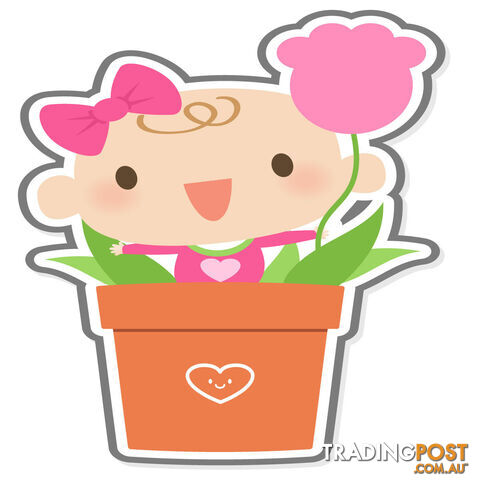 Flowerpot Girl Wall Stickers - Totally Movable