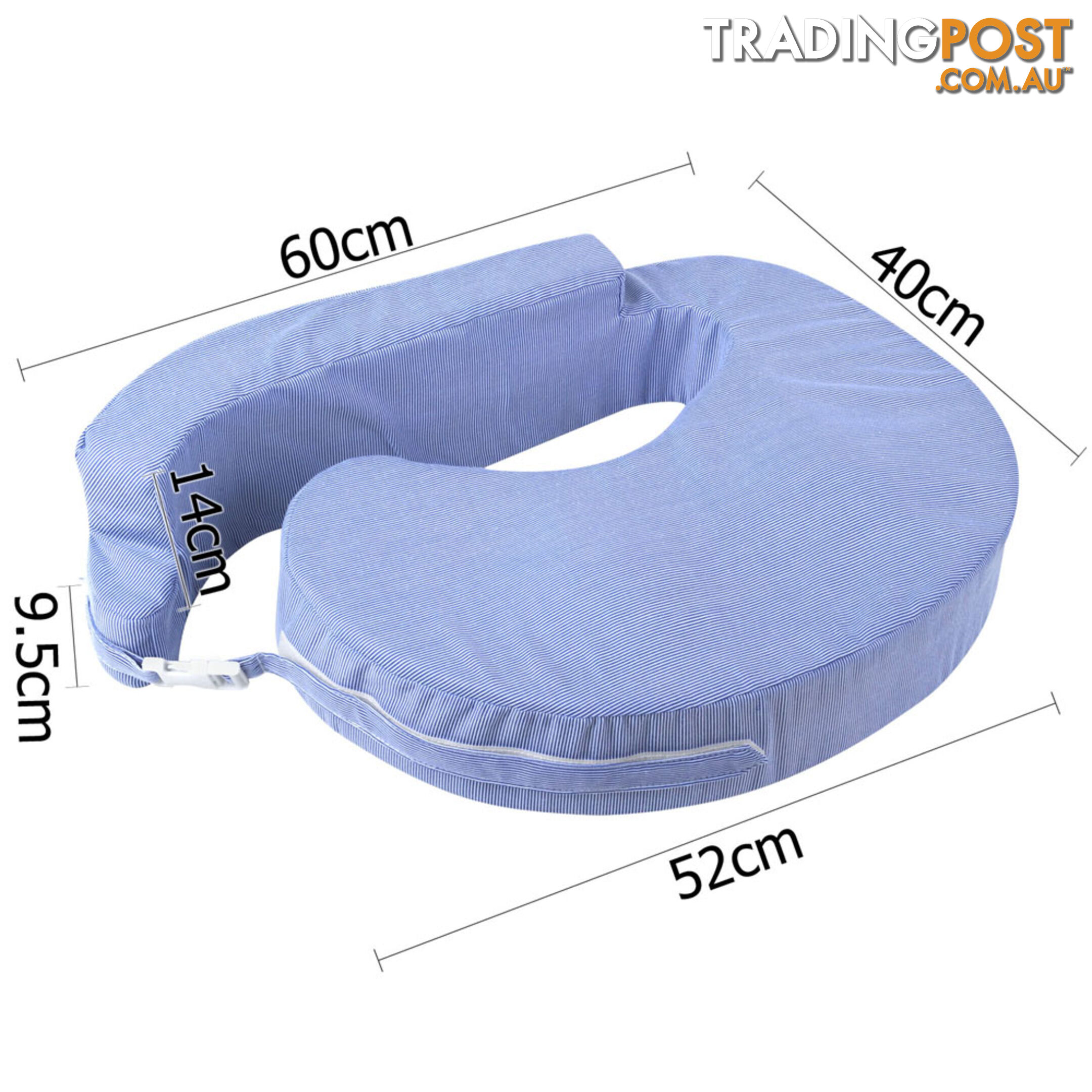Baby Breast Feeding Support Memory Foam Pillow w/ Zip Cover Blue