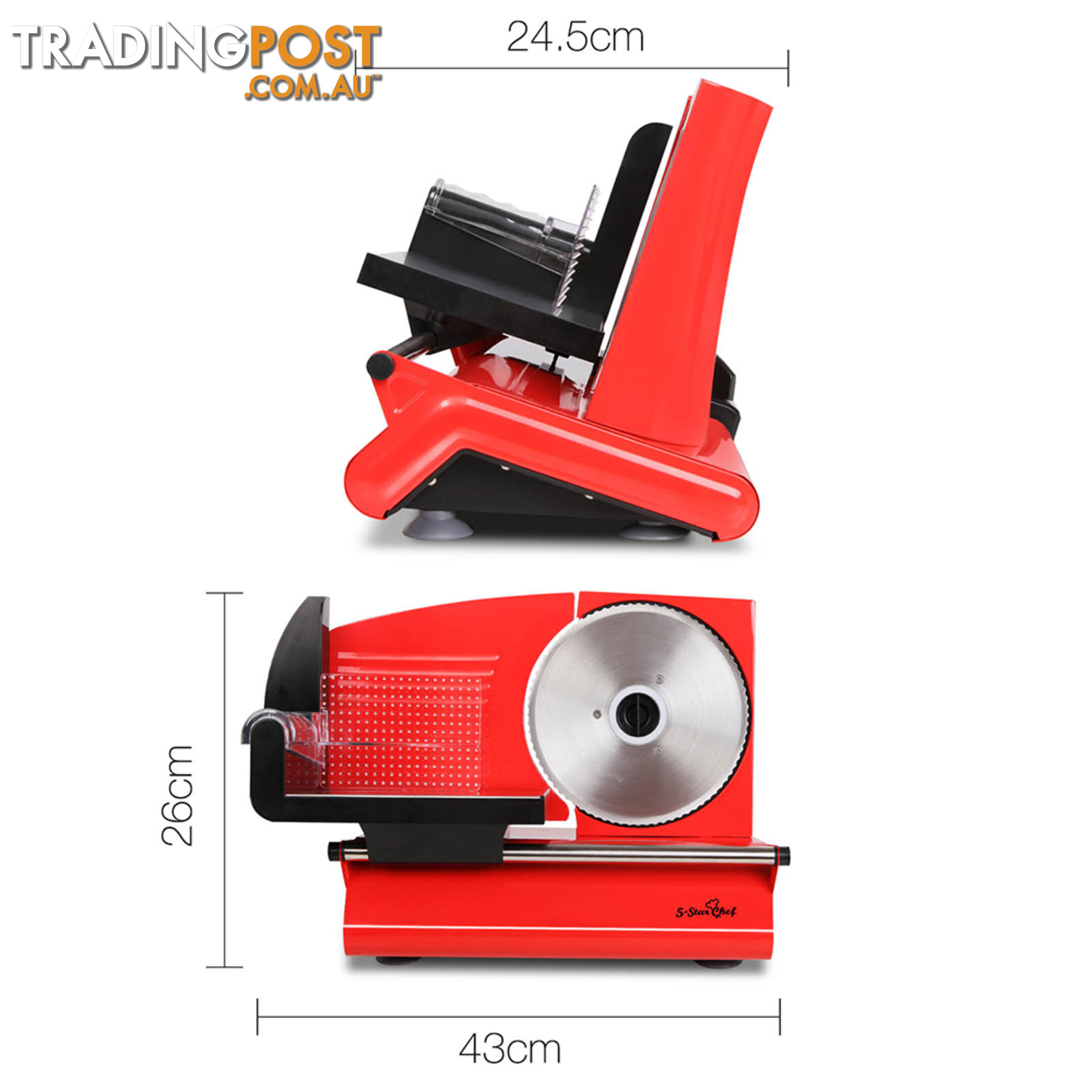 150W  Meat Slicer with Stainless Steel Blade - Red