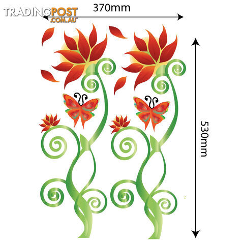 Large Size Adorable Red Flower Vine Wall Stickers - Totally Movable