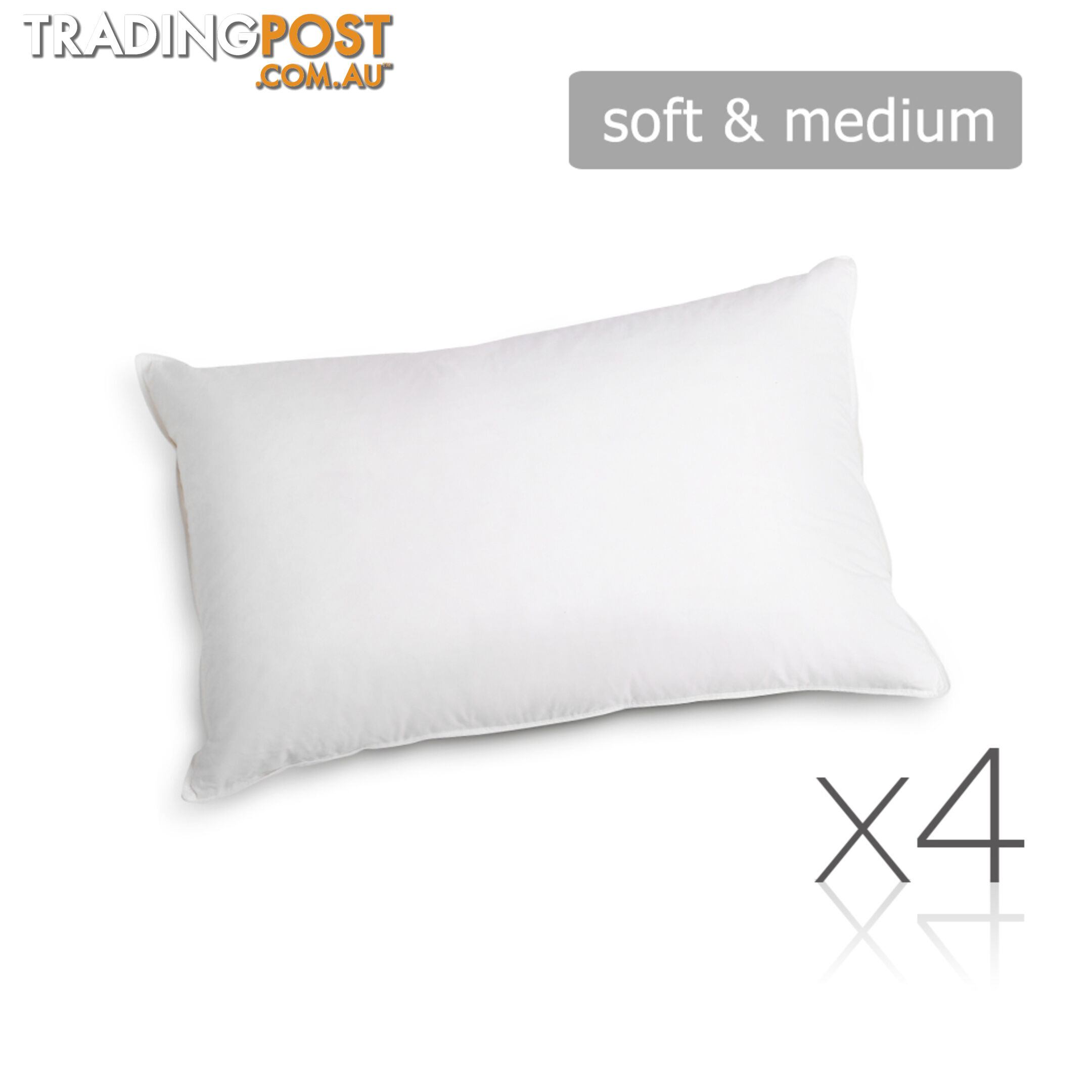 Set of 4 Pillows - 2 Soft & 2 Medium