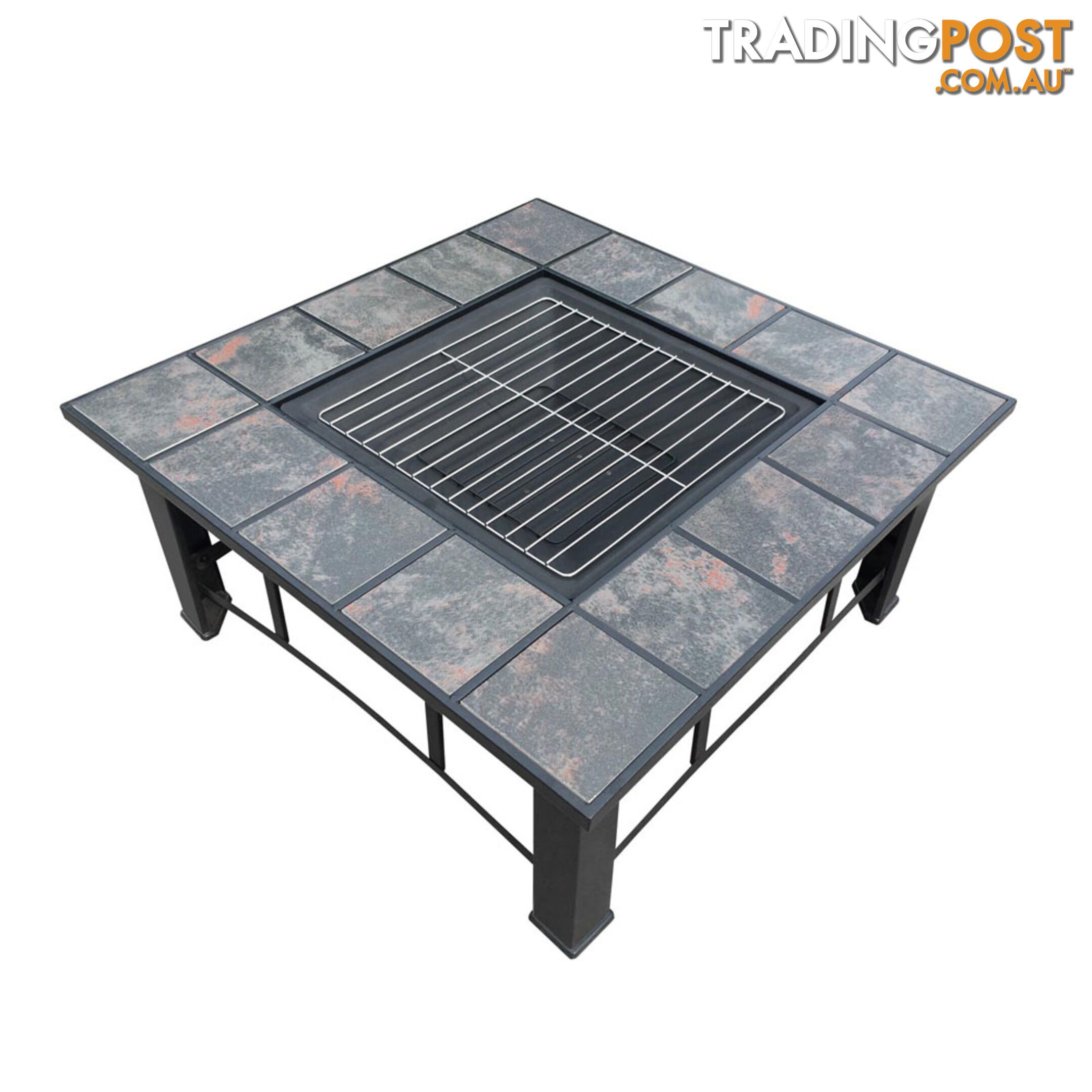 Outdoor Fire Pit BBQ Table Grill Fireplace Ice Bucket w/ Table Lid