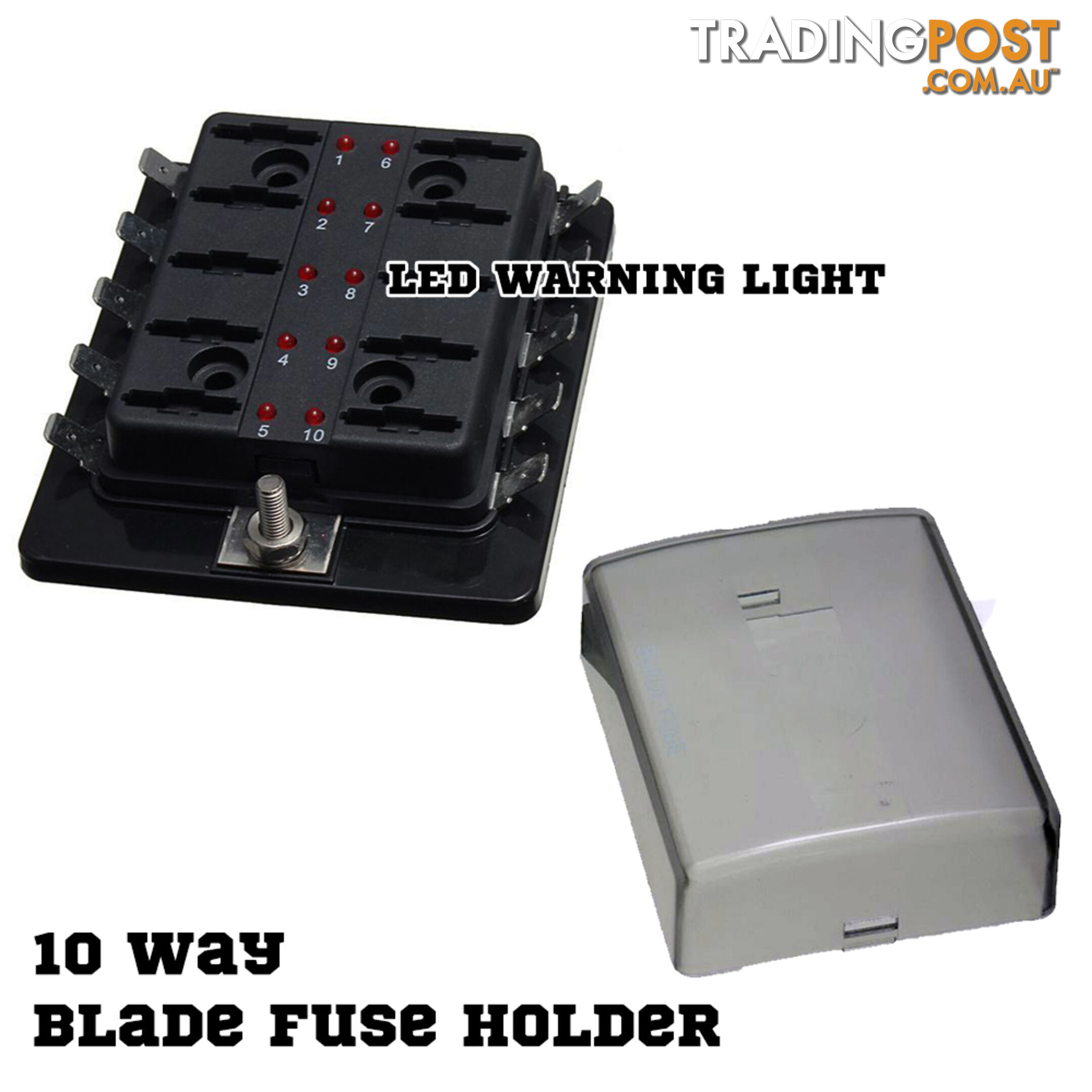 ATO 10 Way Blade Fuse Holder Box LED Light 12-32V Circuit Caravan Truck Car 4X4
