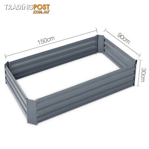 Galvanised Raised Garden Bed - 150 x 90 x 30cm - Grey - photo 2 of 7