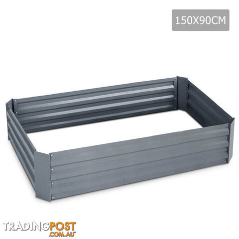 Galvanised Raised Garden Bed - 150 x 90 x 30cm - Grey