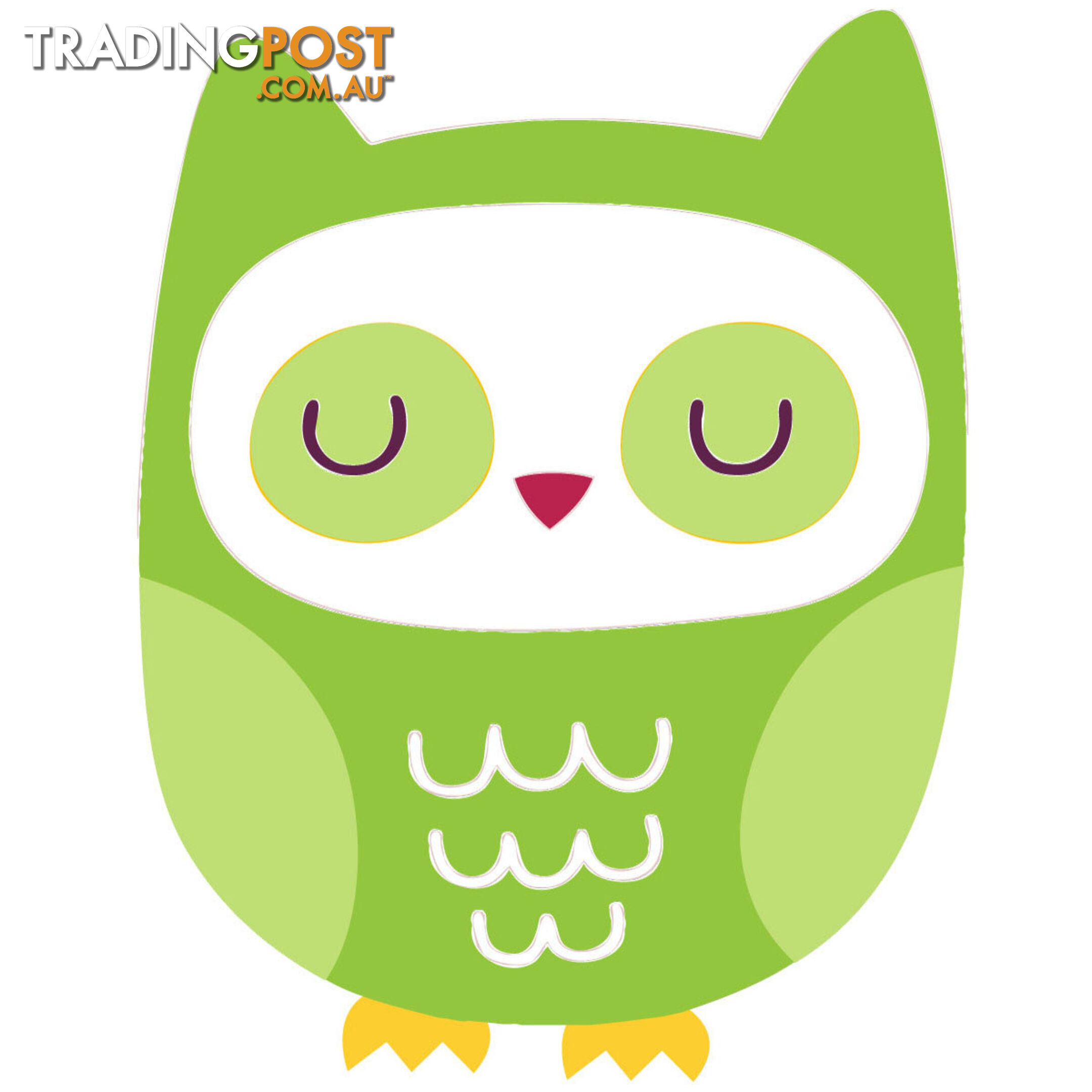 10 X Green Owl Wall Stickers - Totally Movable