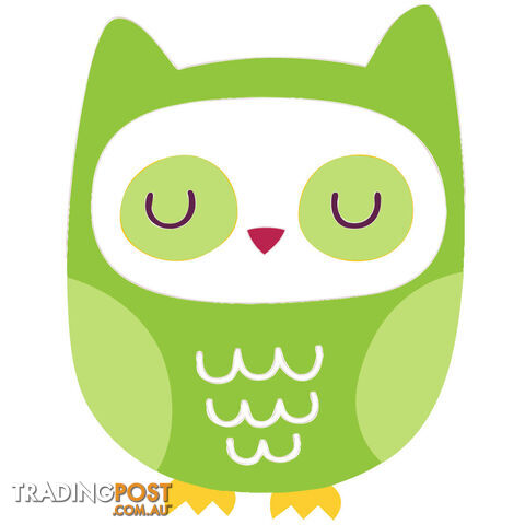 10 X Green Owl Wall Stickers - Totally Movable