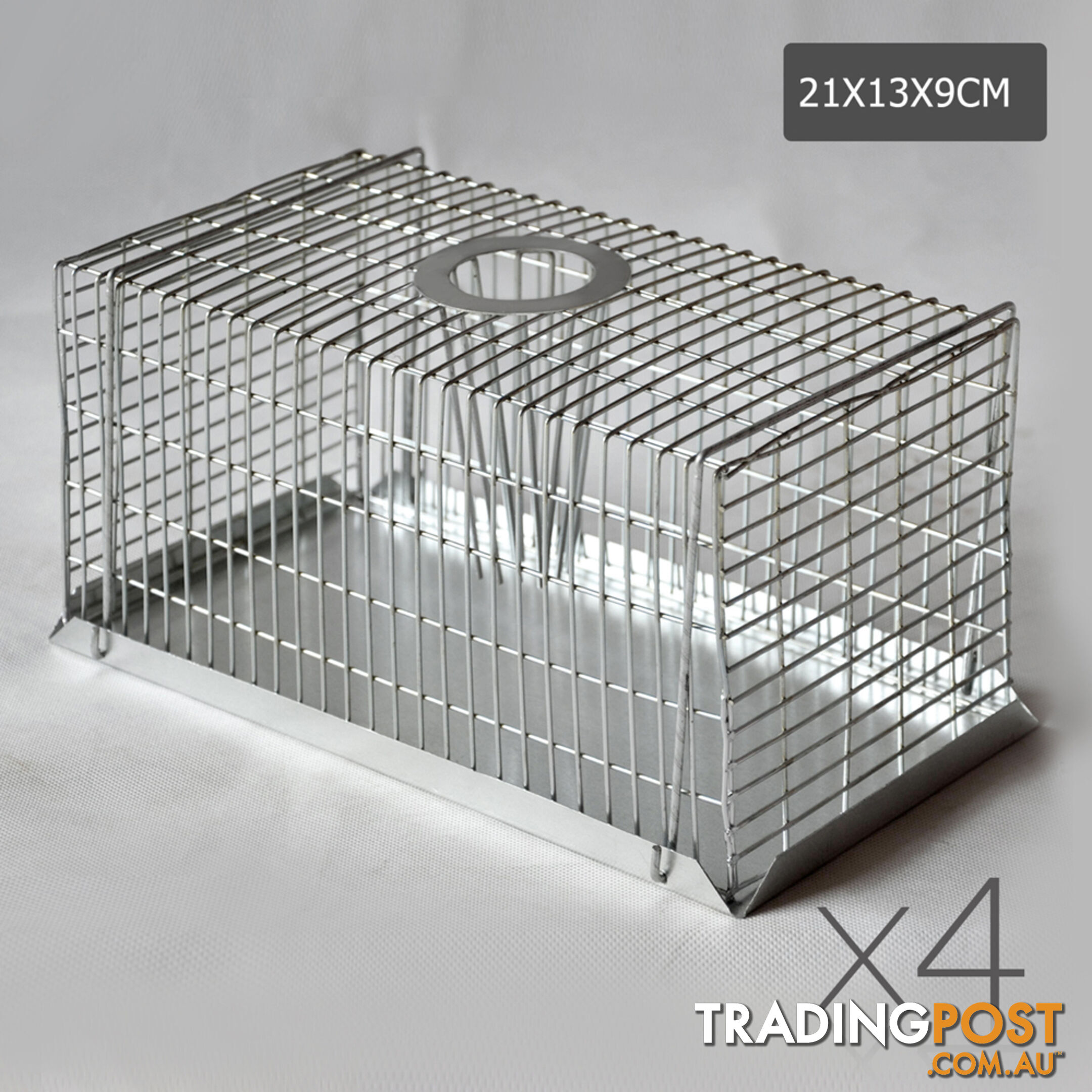 Set of 4 Humane Animal Trap Cage 21 x 13 x 9cm Silver