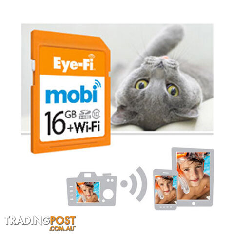 Eye-Fi Mobi 16GB WIFI SDHC Memory Card - Wireless Photo & Video Uploads