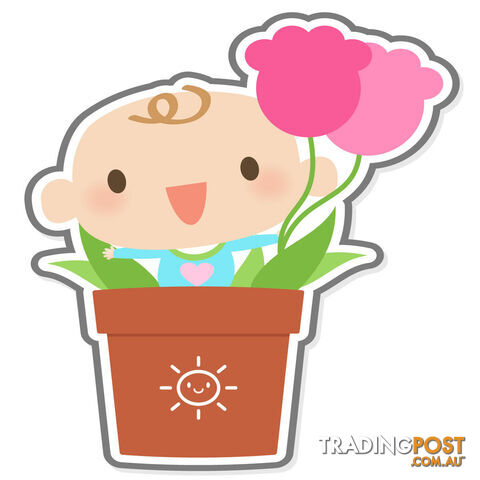 10 X Flowerpot Boy Wall Stickers - Totally Movable
