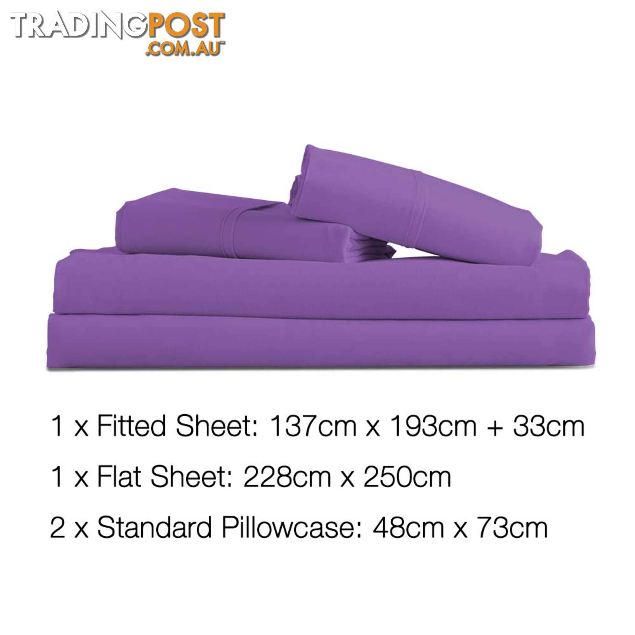 4 Piece Microfibre Sheet Set Double_ Purple