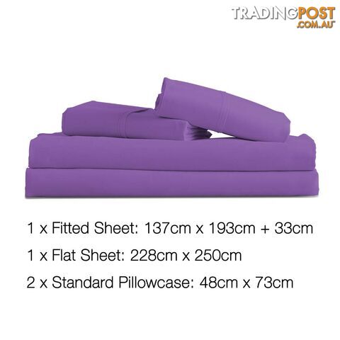 4 Piece Microfibre Sheet Set Double_ Purple