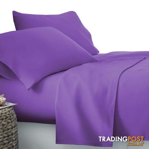 4 Piece Microfibre Sheet Set Double_ Purple